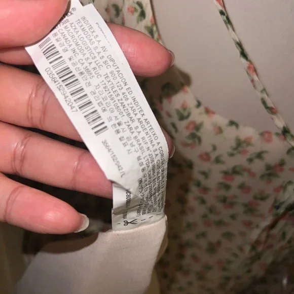 Zara Cream Floral Strap Dress - Picture 6 of 6